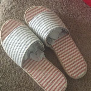 Red and Blue Striped Sandals